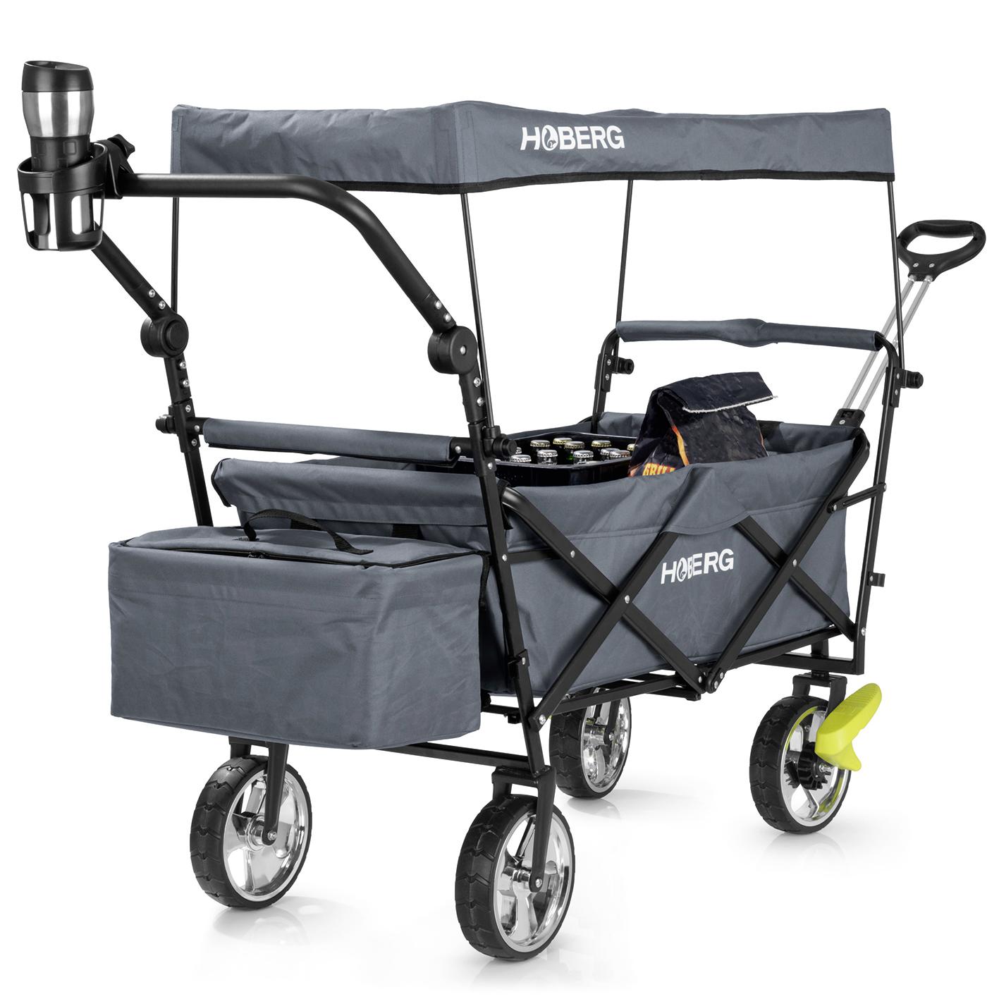Bollerwagen Hoberg Premium Grau Max. Belastbarkeit 80 Kg - Grau, Basics, Kunststoff/Metall (139/54/103cm) - TV - Unser Original