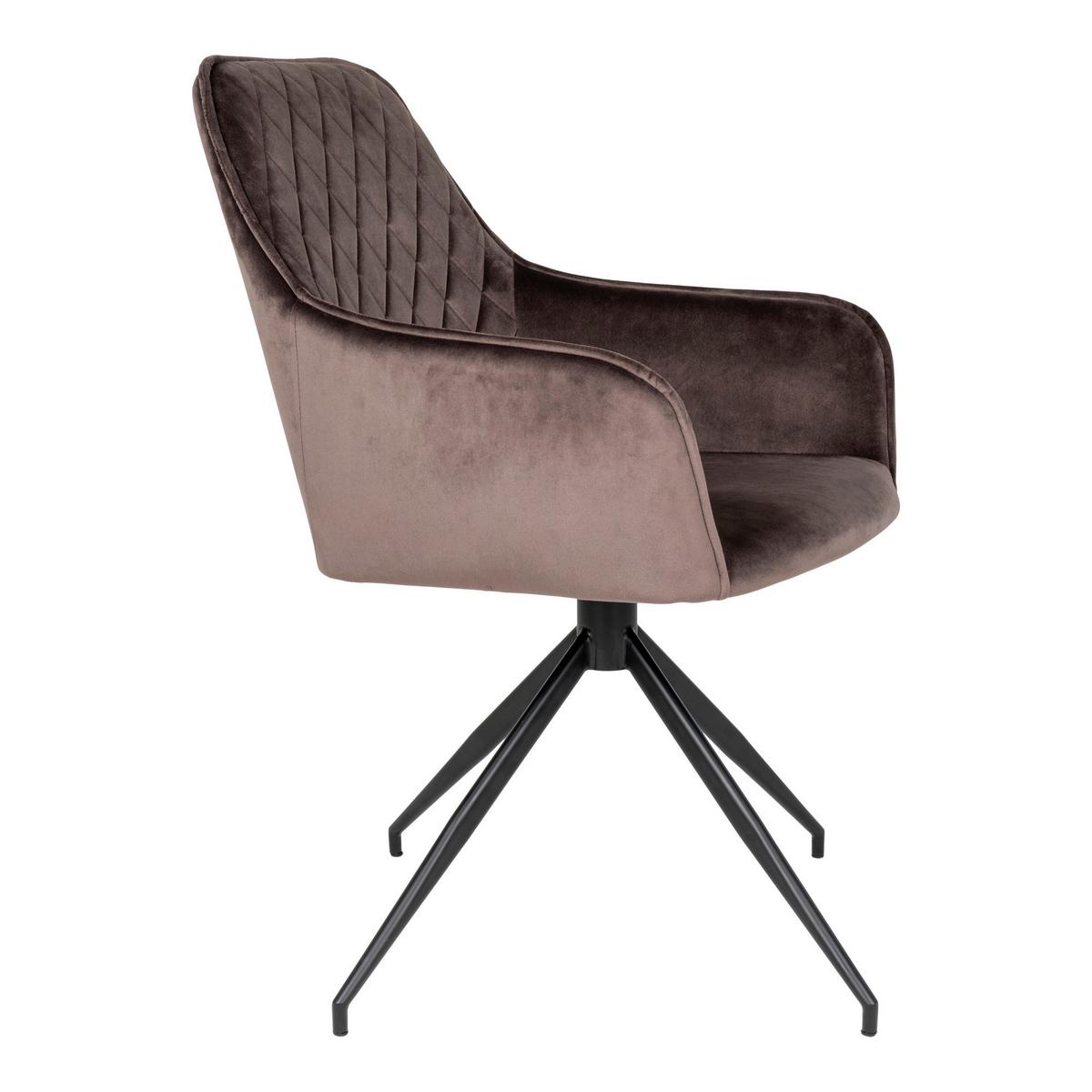Armlehnstuhl Harbo Graubraun B: 56 cm - Graubraun/Schwarz, MODERN, Textil/Metall (56/89/62cm) - MID.YOU