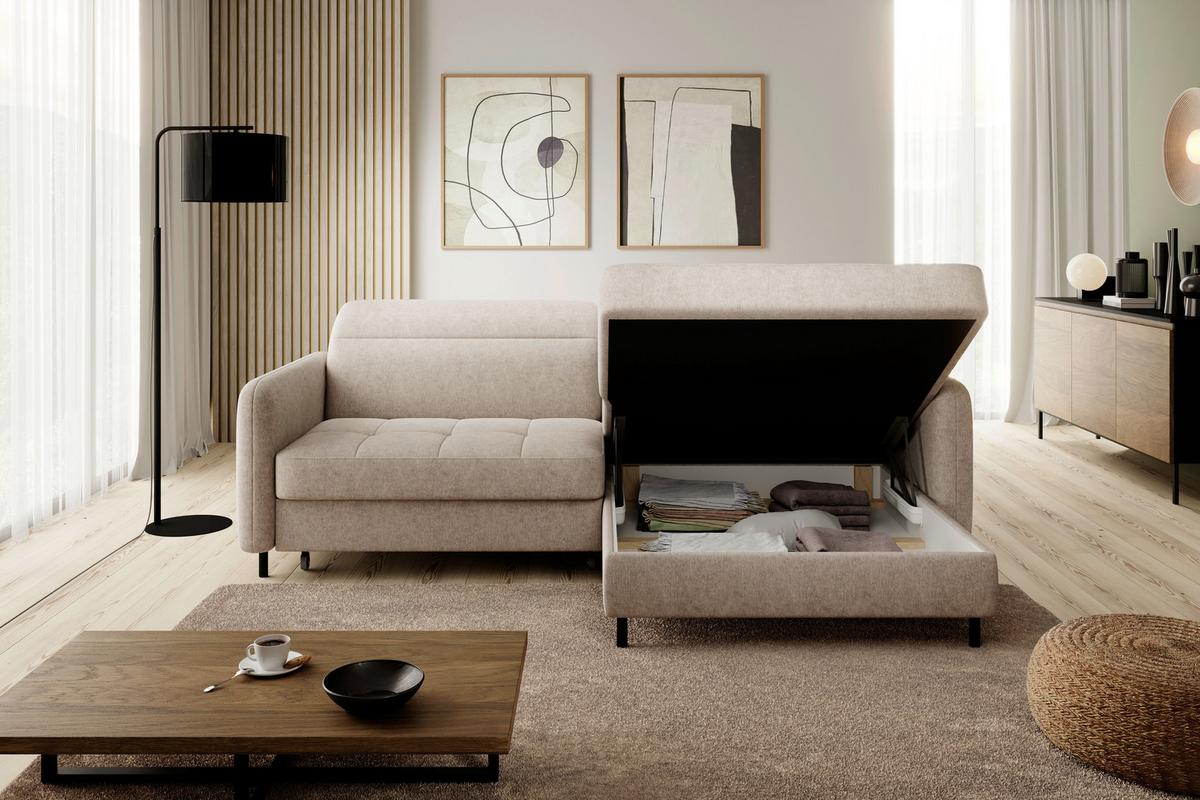 Ecksofa Gomsi Beige S: 228x165 cm - Beige/Schwarz, Design, Textil (228/165cm) - MID.YOU