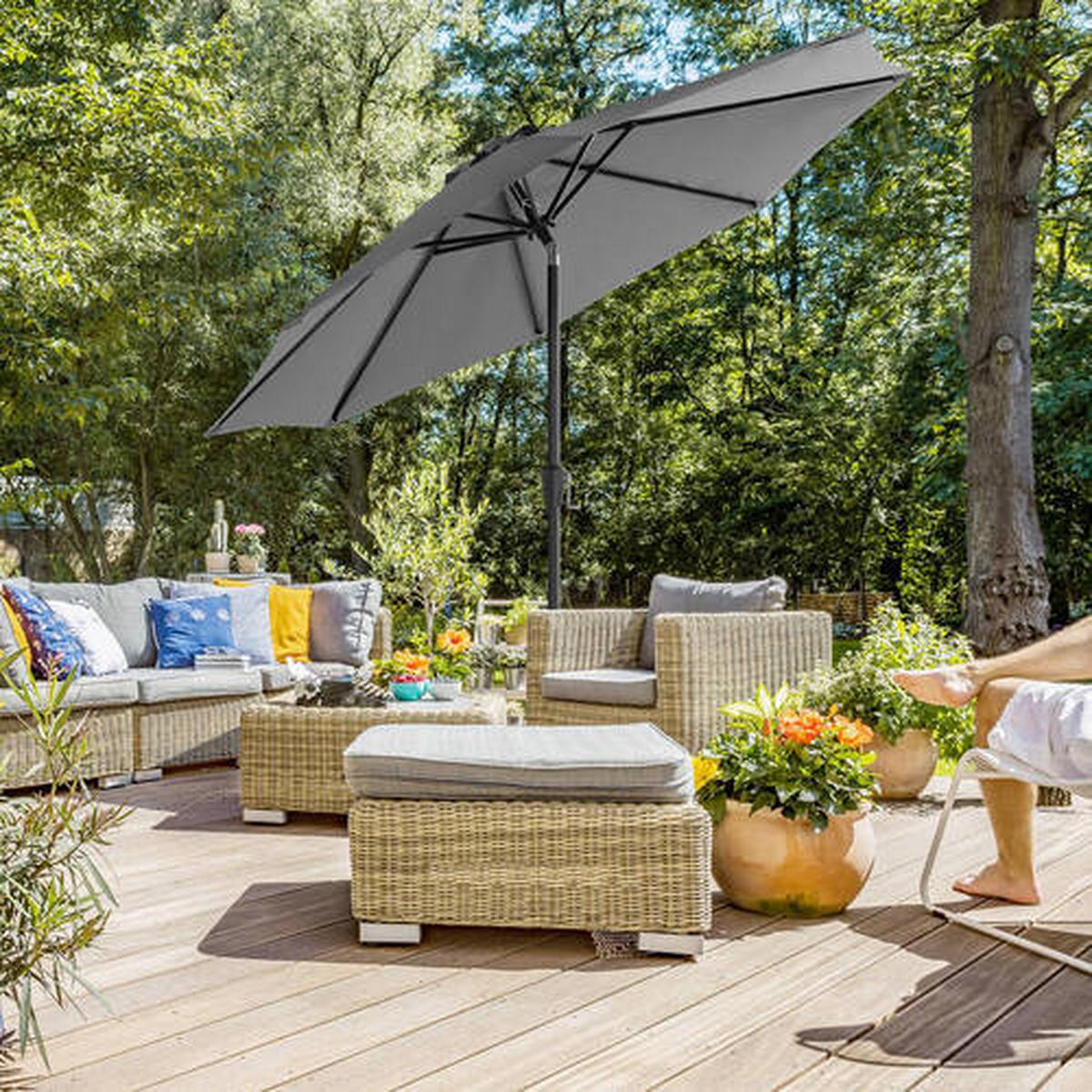 Sonnenschirm Grau Schwarz Bxl: 300x300 Cm - Schwarz/Grau, Basics, Textil/Metall (300/300cm) - Modante