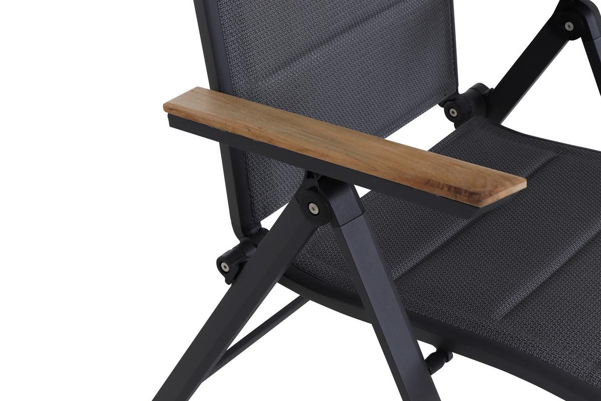 Gartensessel Klappbar Aluminium, Kunststoff - Anthrazit, KONVENTIONELL, Holz/Kunststoff (59/110/68cm) - Siena Garden