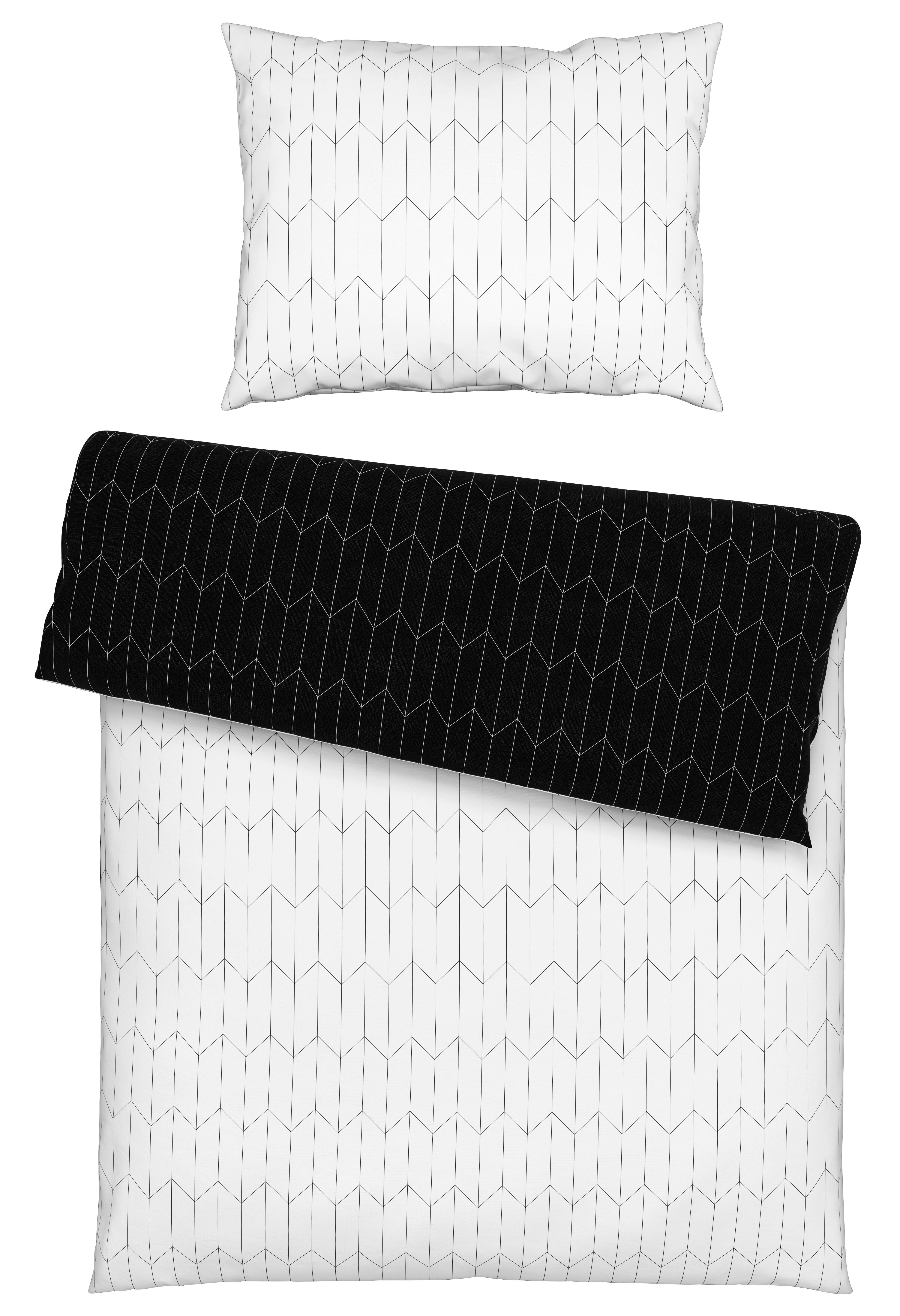 Povlečení Tegola, 140/200cm - bílá/černá, Moderní, textil (140/200cm) - Modern Living