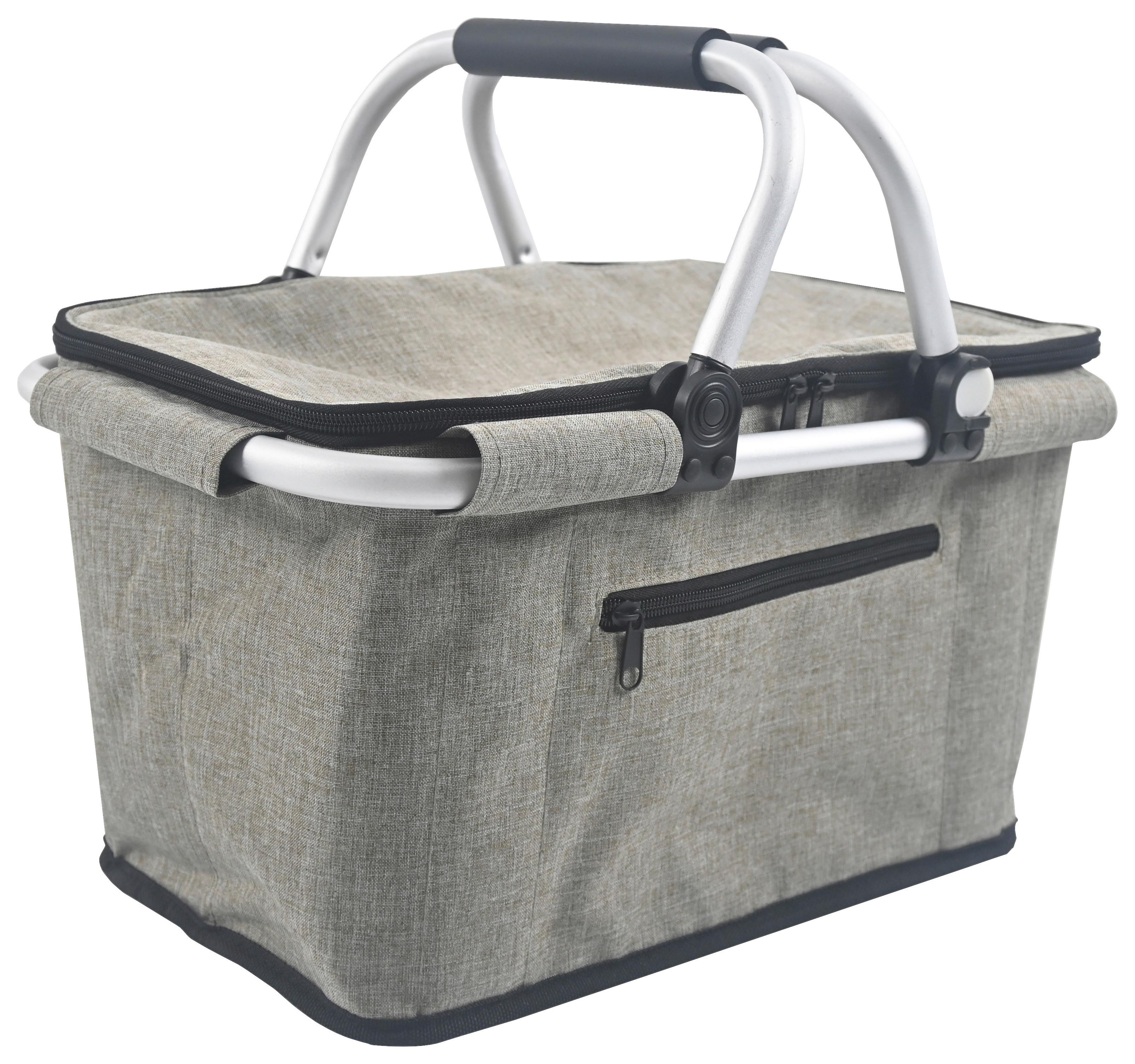 Einkaufskorb Alisa - Alufarben/Braun, KONVENTIONELL, Kunststoff/Textil (42/27,5/24cm) - Luca Bessoni