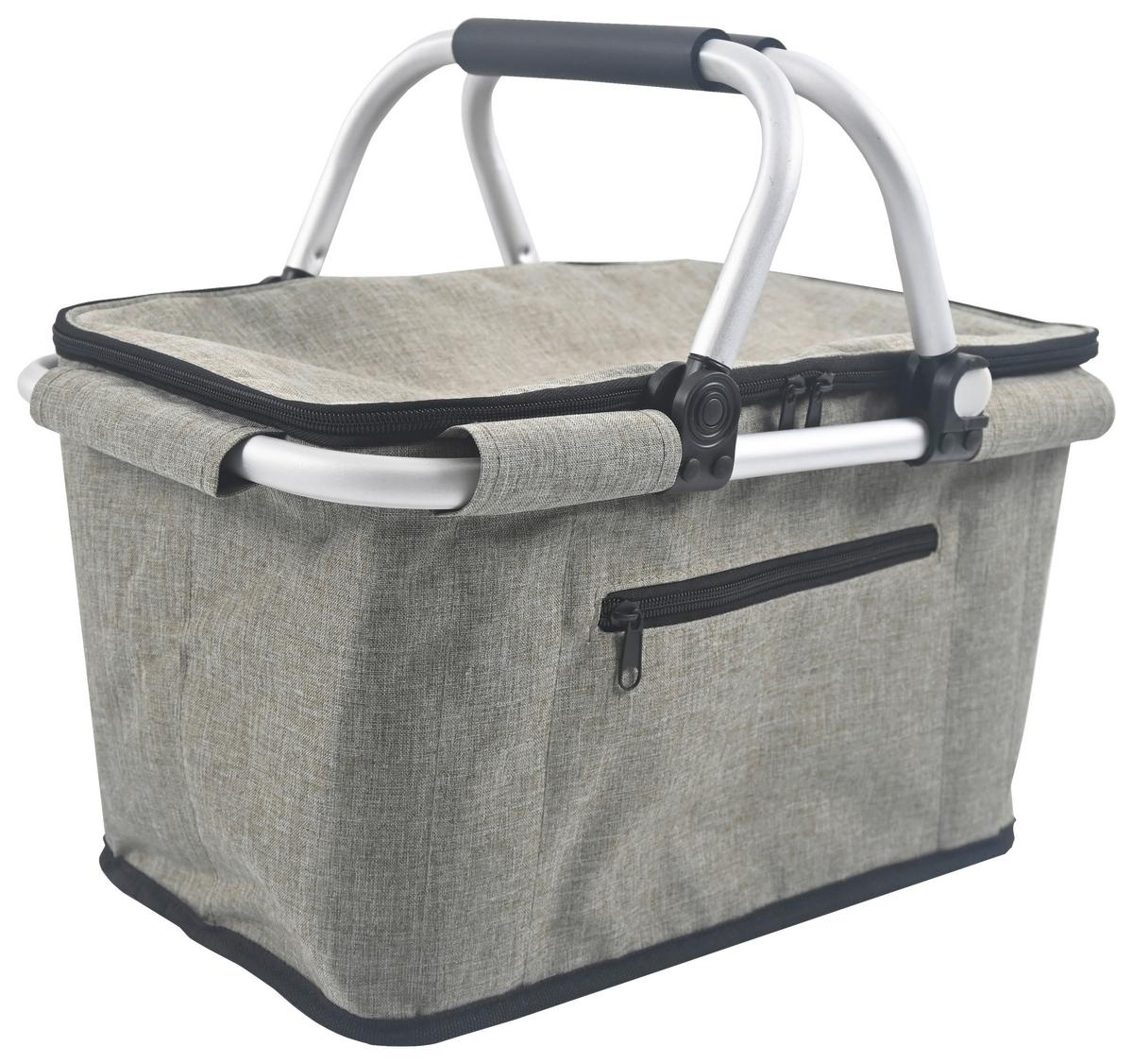 Einkaufskorb Alisa - Alufarben/Braun, KONVENTIONELL, Kunststoff/Textil (42/27,5/24cm) - Luca Bessoni