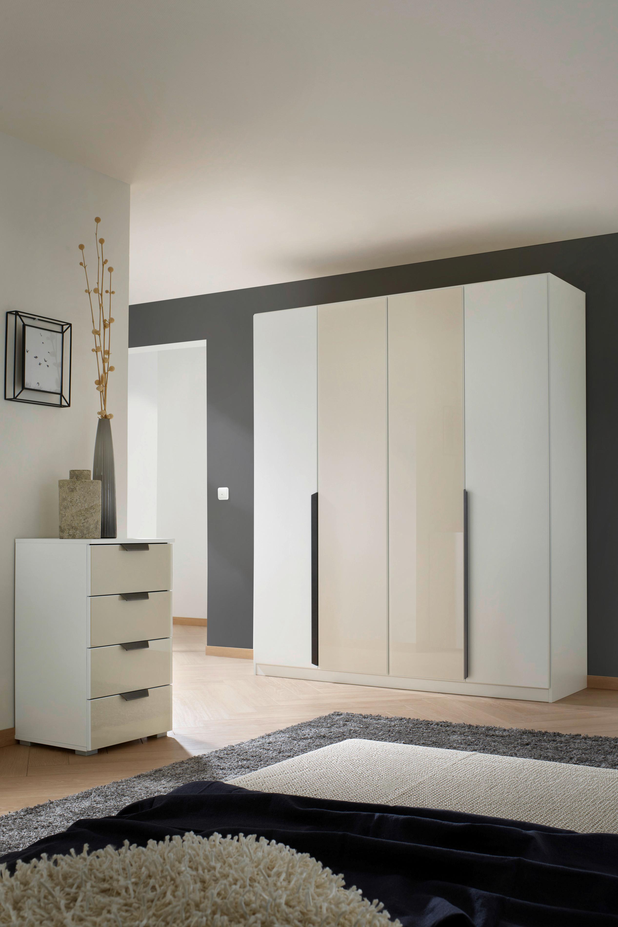 Drehtürenschrank Artemix 181 cm Weiß/Champagnerfarben - Champagner/Weiß, MODERN, Glas/Holzwerkstoff (181/210/54cm) - Rauch Möbel