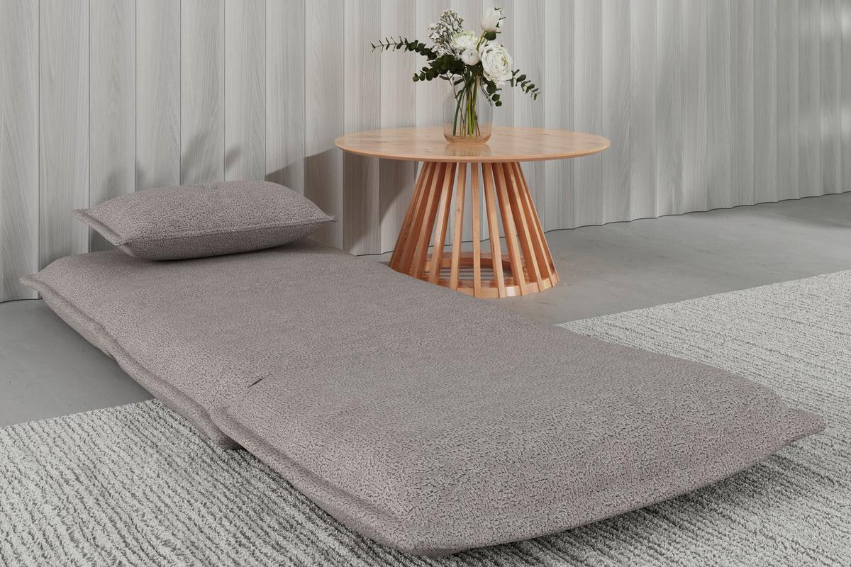 Rozkladacie kreslo TAMARA, svetlosivé buklé, max. 120 kg - svetlosivá, Modern, kov/textil (82/31/69cm) - Bessagi Home