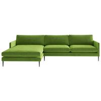 Ecksofa Justin Grün Samt/Velours 154x277 cm - Grün, Design, Textil (154/277cm) - Livetastic