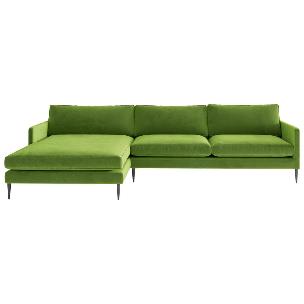 Ecksofa Justin Grün Samt/Velours 154x277 cm