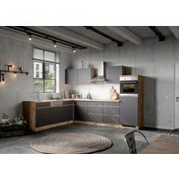 Eckküche Turin Ohne Geräte B: 300cm Grau/wotaneiche Dekor - Eiche Wotan/Grau, Design, Holzwerkstoff (300cm) - Held
