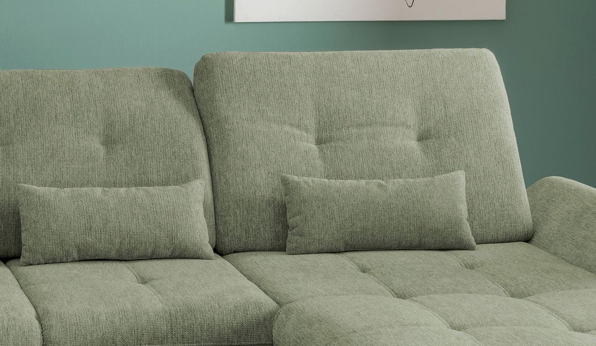 Wohnlandschaft Dalida Mit Schlaffunktion Grün - Chromfarben/Grün, Design, Textil (254/376/195cm) - Livetastic