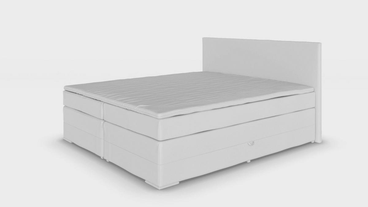 Boxspringbett mit Topper und Bettkasten 140x200 cm Messina - Chromfarben/Hellgrau, KONVENTIONELL, Textil (140/200cm)