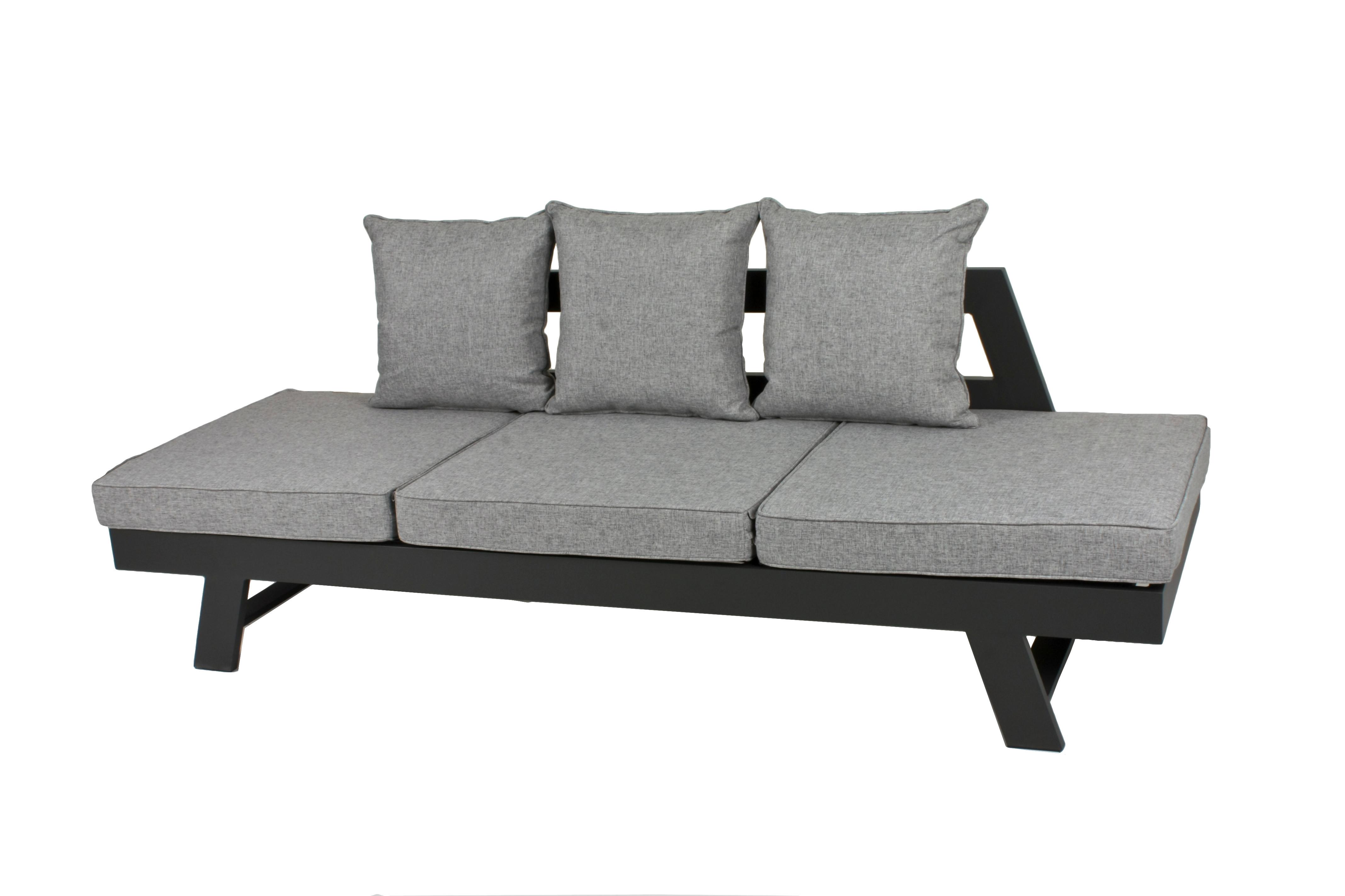 LOUNGEGARNITUR DONNA - Schwarz/Grau, Basics, Kunststoff/Textil (216/70/74cm) - Gardenson