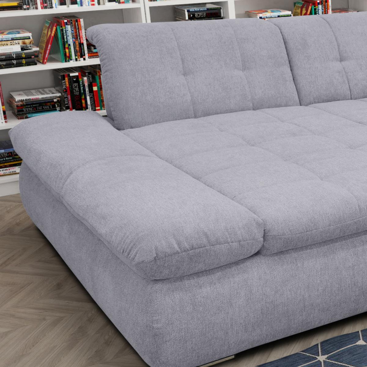 Wohnlandschaft Moric Mit Armteilverstellung Grau - Chromfarben/Grau, KONVENTIONELL, Textil (172/353/216cm) - MID.YOU