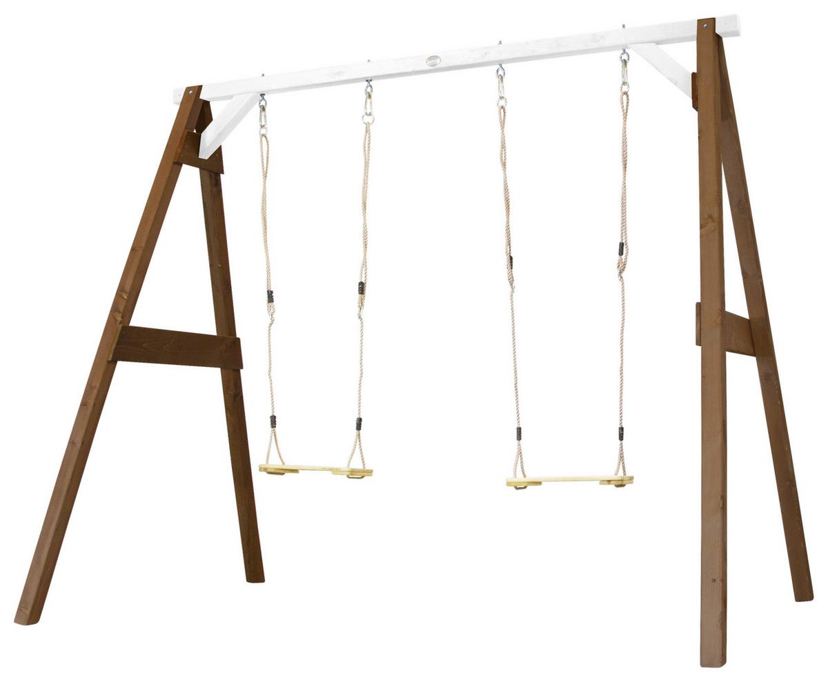 Schaukel A030.135.03 - Braun/Weiß, KONVENTIONELL, Holz (254/207/160cm) - Ambia Garden