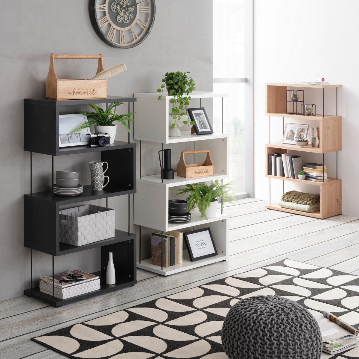 STOJACÍ REGÁL STICKS - barvy dubu/černá, Moderní, kompozitní dřevo/plast (66/126/33cm) - Mömax