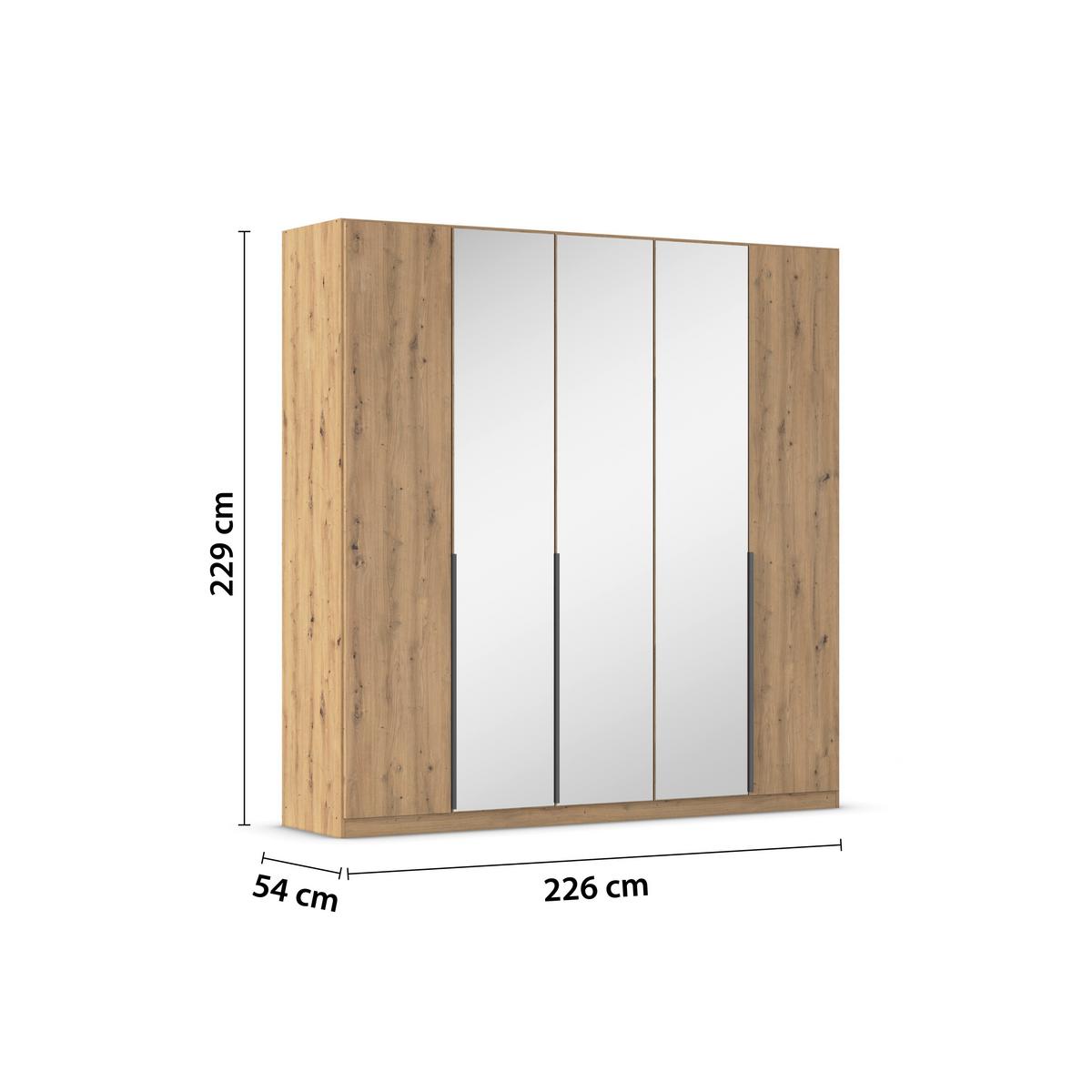 Drehtürenschrank Alabama Eiche Dekor B: 226 Cm - Eiche Artisan, MODERN, Holzwerkstoff (226/229/54cm) - Rauch Möbel