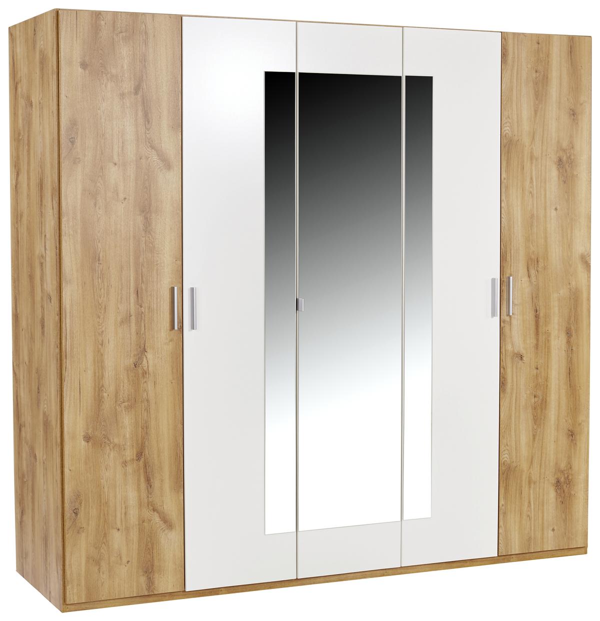 Schlafzimmer-set Katrin 4-tlg. Eiche Dekor/weiß Mit Spiegel - Eichefarben/Weiß, KONVENTIONELL, Holzwerkstoff (180/200cm) - MID.YOU