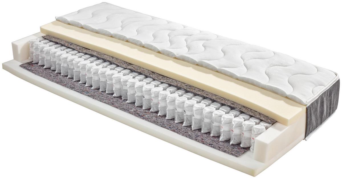 Taschenfederkernmatratze Timber, 140x200cm Mittelfest - Weiß, Textil (140/200cm) - Primatex