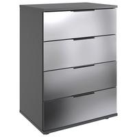 Nachkästchen Graphitfarben H: 74 cm Saigon - Klar/Schwarz, MODERN, Glas/Holzwerkstoff (52/74/38cm) - MID.YOU