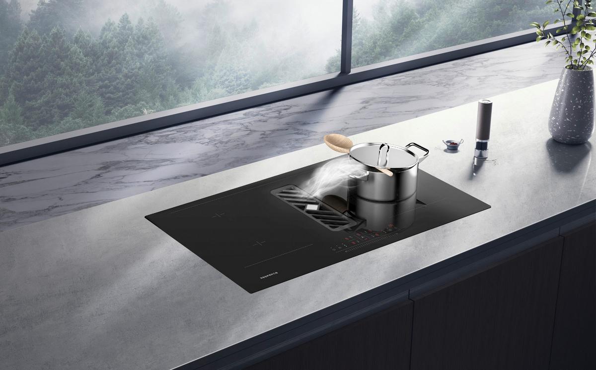 Kochfeld-Dunstabzug-Kombi Respekta Calima Schwarz B:83cm - Schwarz, Basics, Glas (83/20/51,5cm) - Respekta