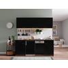 Küchenzeile Economy mit Geräten 195 cm Schwarz/Eiche Dekor - Eichefarben/Schwarz, Basics, Holzwerkstoff (195cm) - Respekta