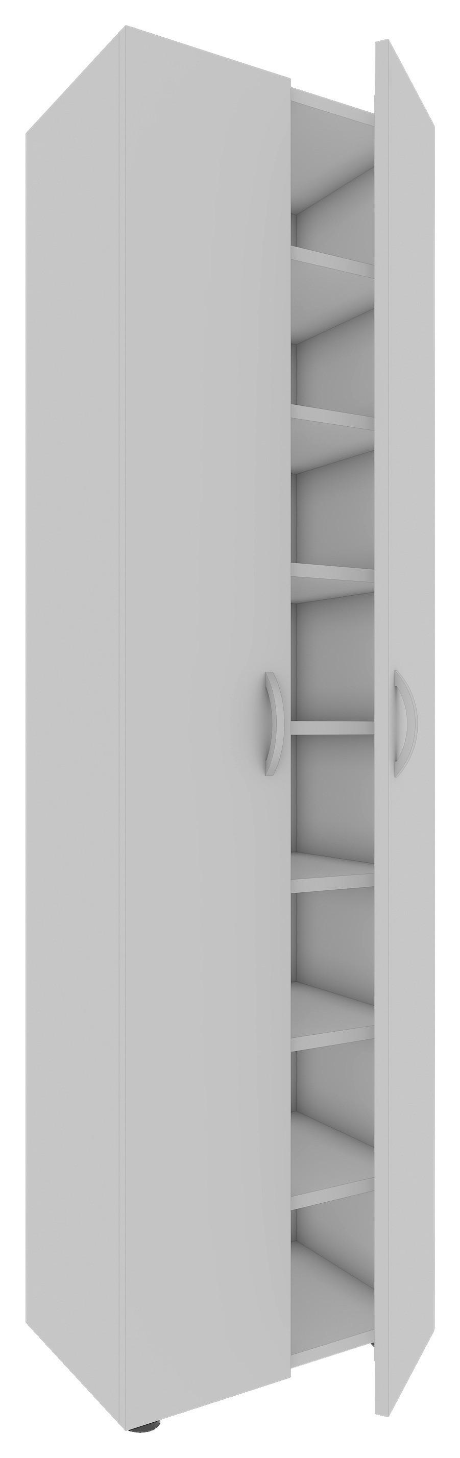 Botník ULAS bílá - bílá/šedá, Moderní, kov/kompozitní dřevo (49/173/30cm) - MID.YOU