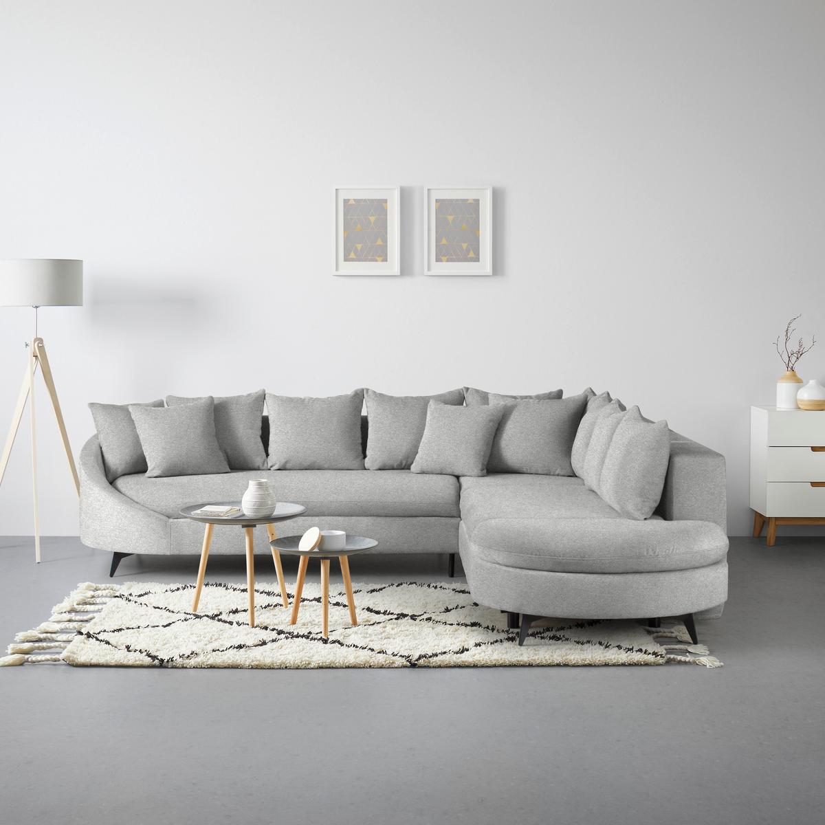 Rohová sedačka AXEL, pravá, světle šedá tkanina - černá/světle šedá, Moderní, kov/textil (291/250cm) - Mömax