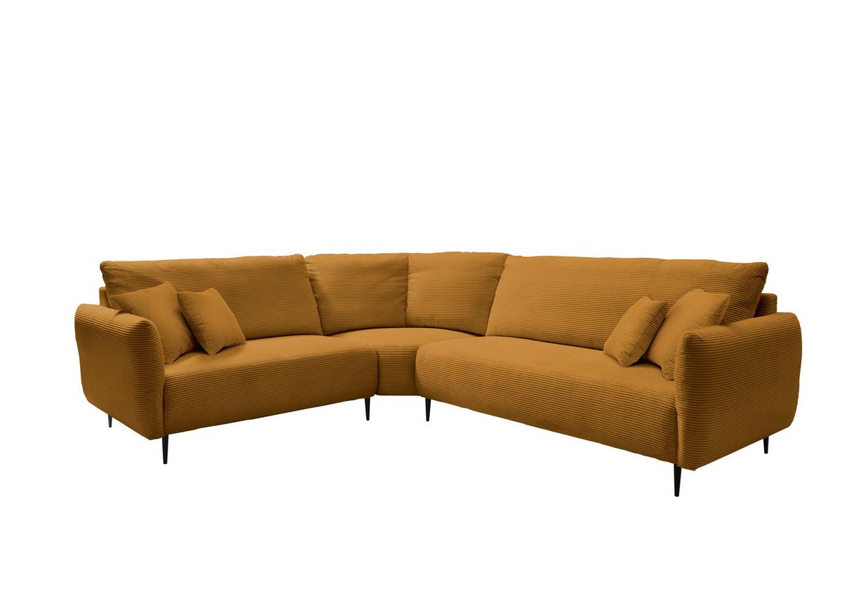 Ecksofa Vanilla Goldenfarben S: 256x294 cm - Goldfarben/Schwarz, Design, Textil (256/294cm) - Livetastic