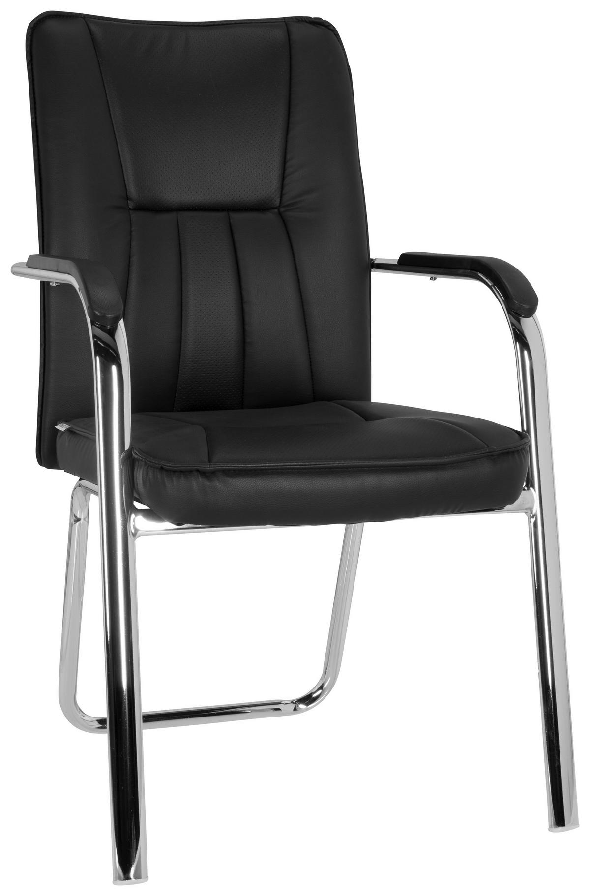 Besucherstuhl Banda V Schwarz - Chromfarben/Schwarz, MODERN, Textil/Metall (55/94/44cm) - MID.YOU