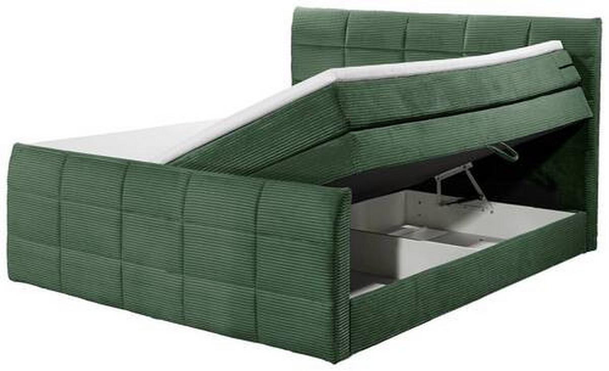 Boxspringbett Bolivia 6 - Schwarz/Olivgrün, MODERN, Holzwerkstoff/Textil (180/200cm) - MID.YOU