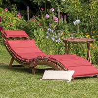 Bäderliege Ipanema Echtholz Klappbar Mit Polsterauflage - Rot/Creme, ROMANTIK / LANDHAUS, Holz/Textil (178/54/70cm) - Gardenson