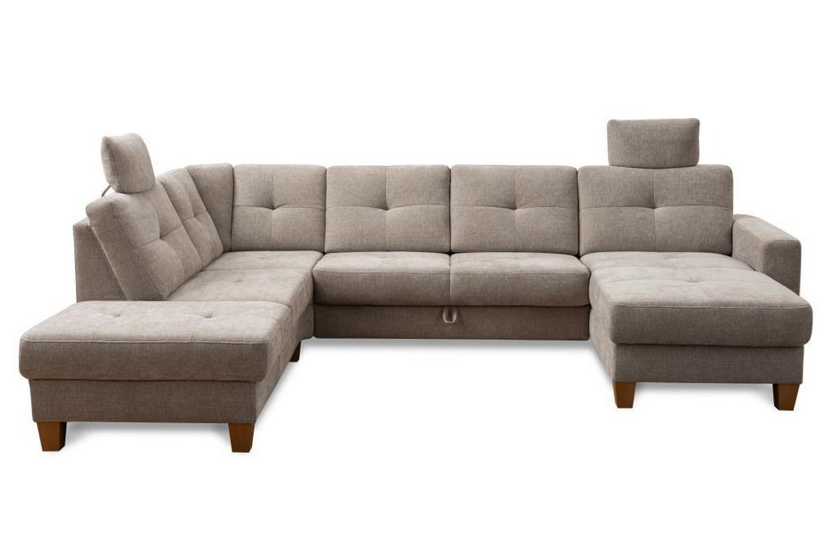 Sedacia súprava do U VARESE, ľavá, sivohnedá ženilka - farba duba/taupe, Modern, drevo/textil (222/318/164cm) - James Wood