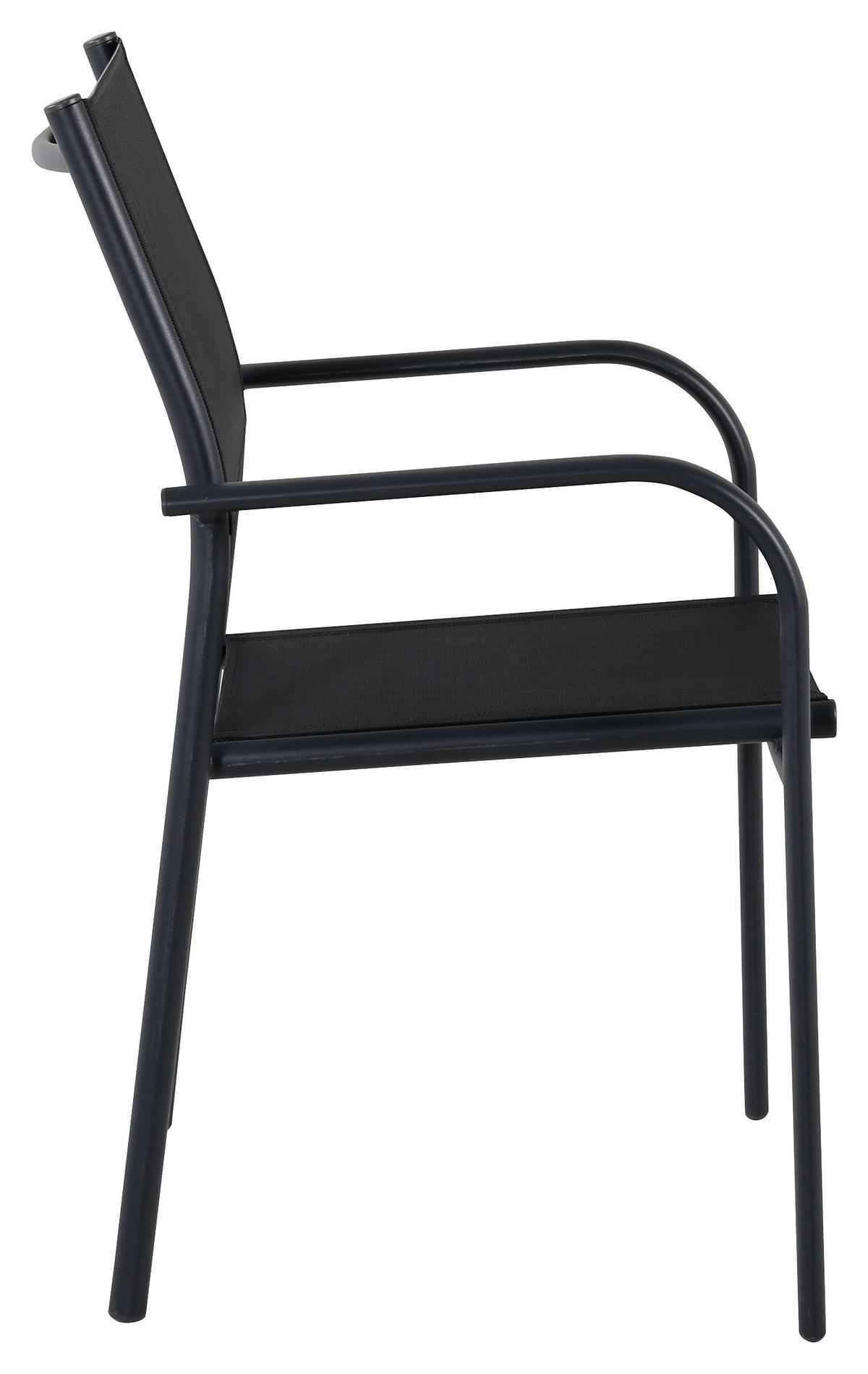 Gartensessel-Set Stapelbar Santorini Aluminium - Schwarz, KONVENTIONELL, Metall (56/90/55cm) - Gardenson