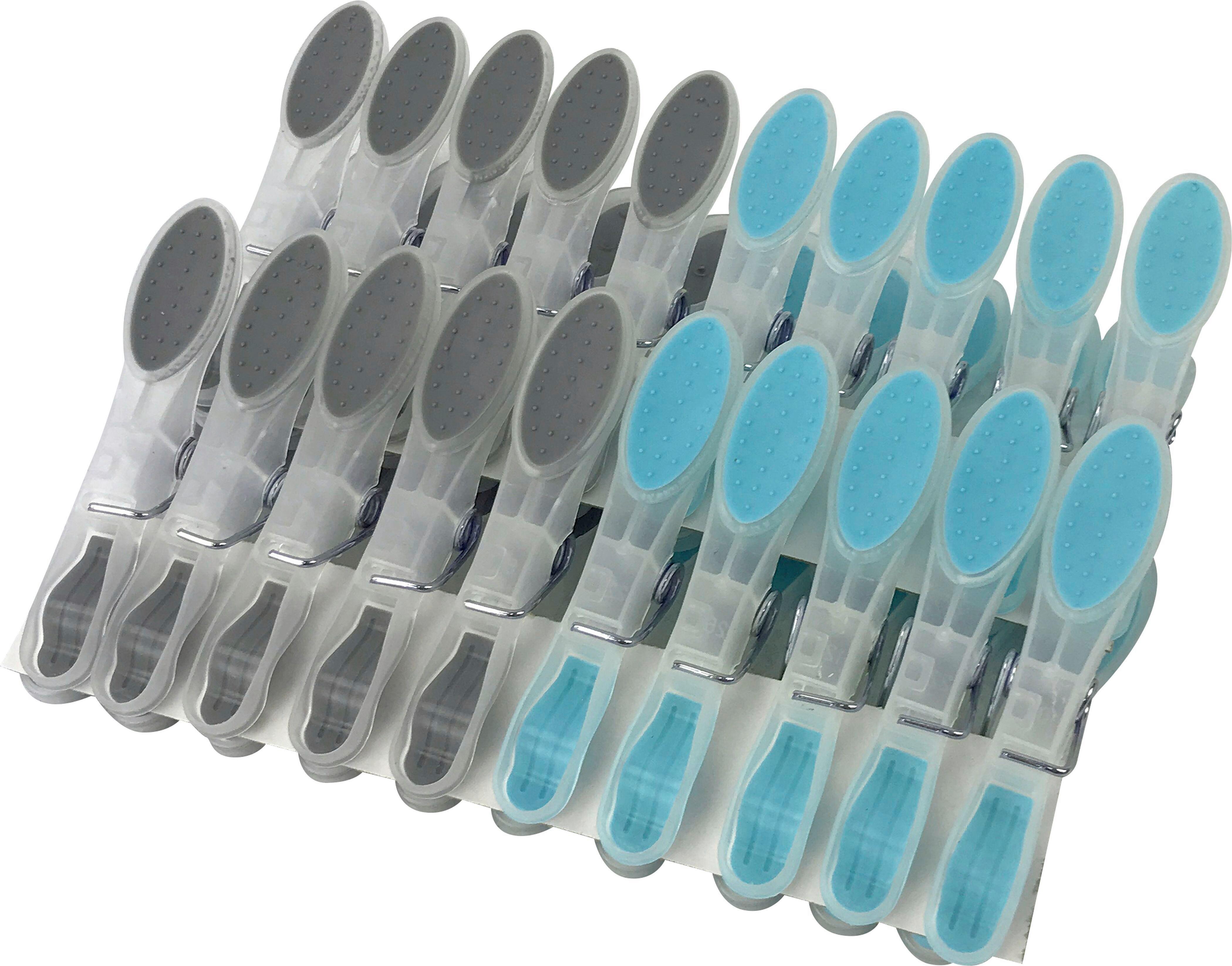 Štipce na bielizeň Soft, 20ks/bal. - sivá/tyrkysová, kov/plast - Mömax