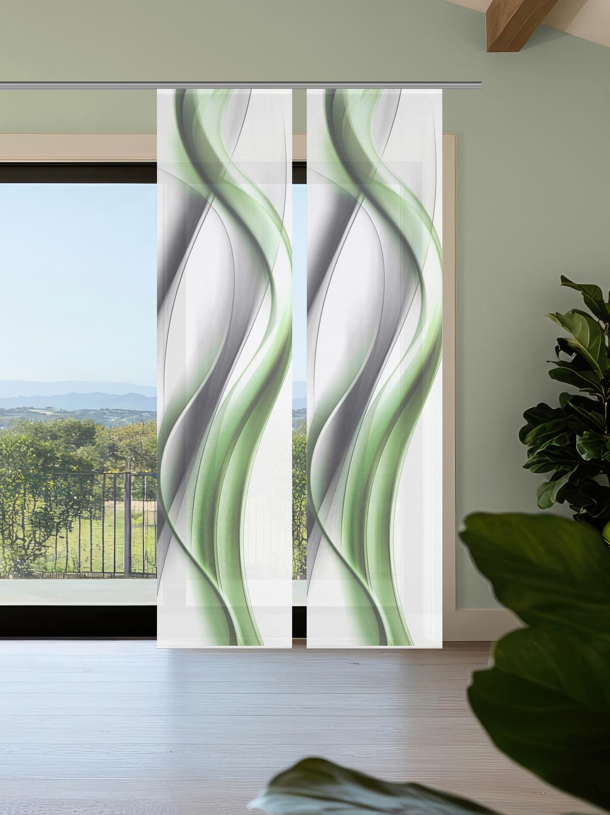 Flächenvorhang Cara 2er Set - Weiß/Grau, Design, Textil (60/260cm)