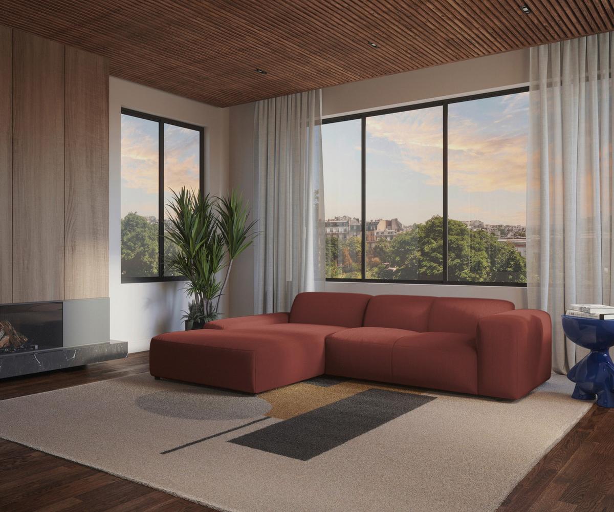 Ecksofa Hannah Rot 200x304 cm - Rot/Schwarz, Design, Textil (200/304cm) - MID.YOU