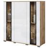 Kommode Caro Eiche Wotan/weiß Hg B: 120 Cm - Weiß Hochglanz/Eiche Wotan, Design, Glas/Holzwerkstoff (120/121,9/39,5cm) - Livetastic
