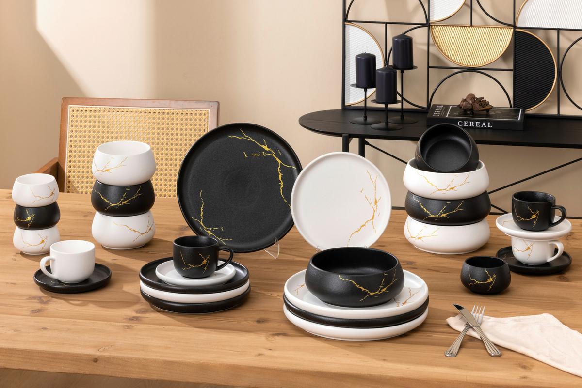 Kombiservice Lisa - Goldfarben/Schwarz, Basics, Keramik - James Wood