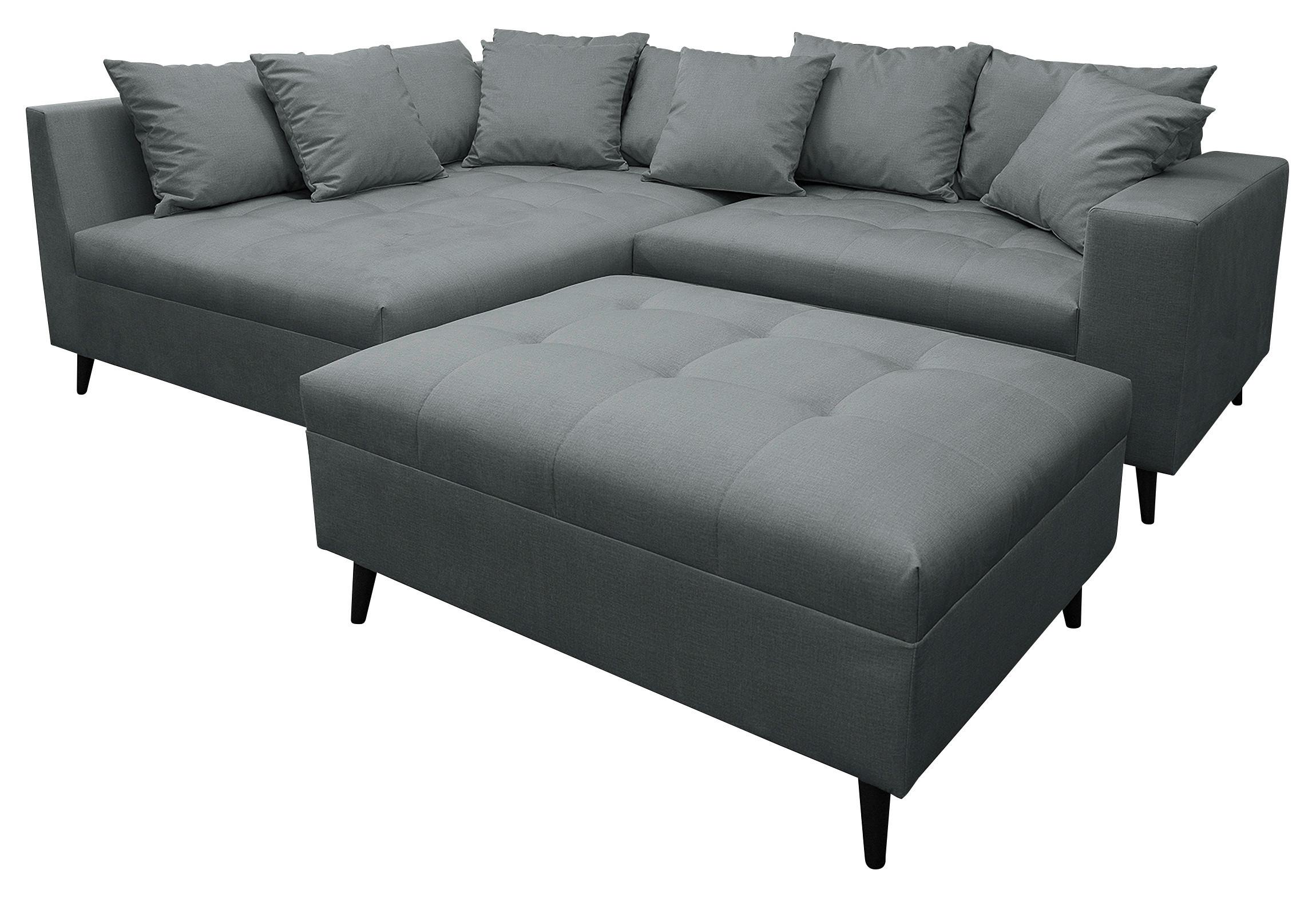 Ecksofa Pruno Dunkelgrau S: 174x247 Cm - Dunkelgrau/Schwarz, Design, Textil (174/247cm) - MID.YOU