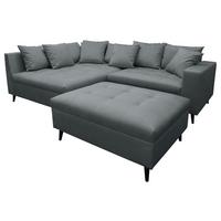 Ecksofa Pruno Dunkelgrau S: 174x247 Cm - Dunkelgrau/Schwarz, Design, Textil (174/247cm) - MID.YOU