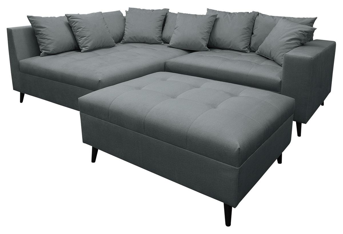 Ecksofa Pruno Dunkelgrau S: 174x247 Cm - Dunkelgrau/Schwarz, Design, Textil (174/247cm) - MID.YOU