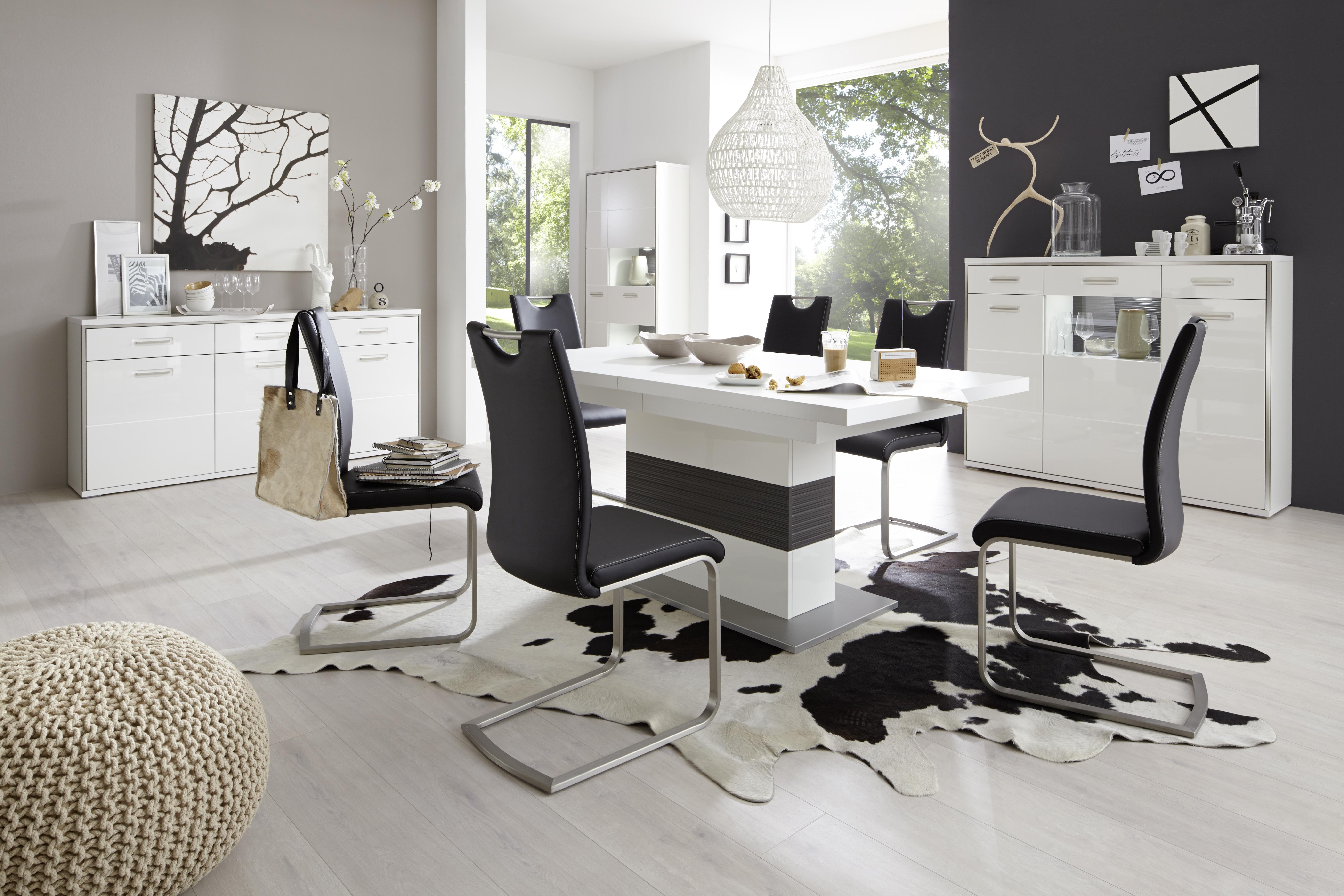 Esstisch ausziehbar Trento 180-280x100 cm Grau/Weiß - Silberfarben/Weiß, Design, Holzwerkstoff (180/100/77cm) - Livetastic