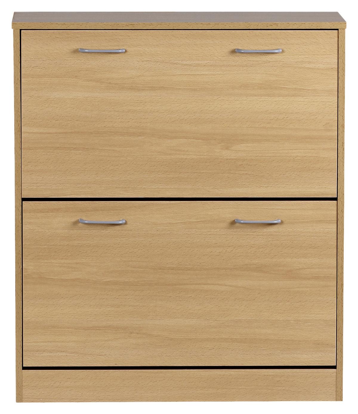Vyklápěcí botník Sarah buk - barvy stříbra/barvy buku, Konvenční, kompozitní dřevo/plast (75/87/24cm) - MID.YOU