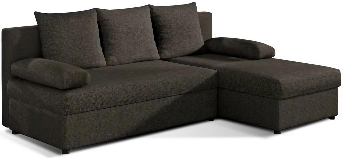Ecksofa Gino Dunkelbraun S: 201x143 Cm - Dunkelbraun/Schwarz, Design, Textil (201/143cm) - MID.YOU