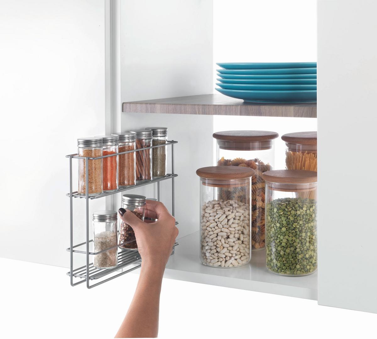 Gewürzregal aus Metall Polytherm, B/H:  6/8 cm - Silberfarben, Basics, Metall (6/8/22cm)