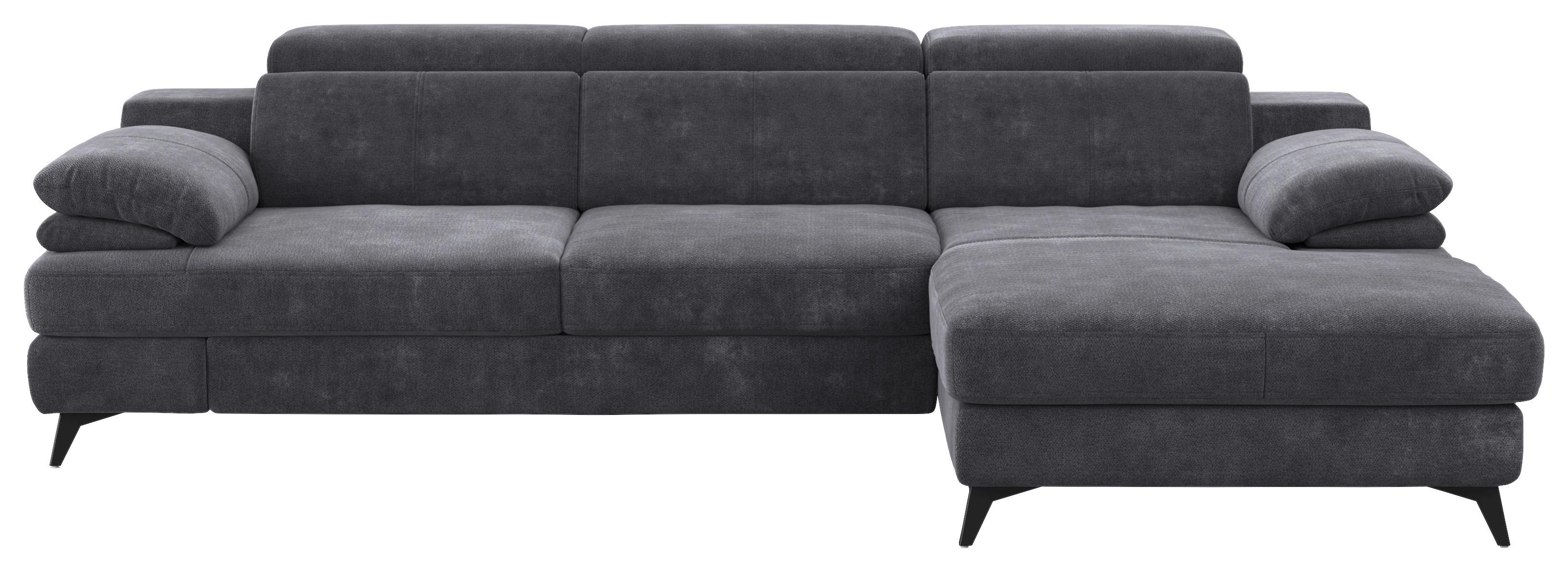 Ecksofa Titus Dunkelgrau Chenille - Dunkelgrau/Schwarz, Design, Textil (291/80-98/178cm) - Livetastic