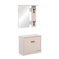 Garderobe Limone Beige B: 56cm - Beige, Design, Glas/Holzwerkstoff (56/180/24,5cm)
