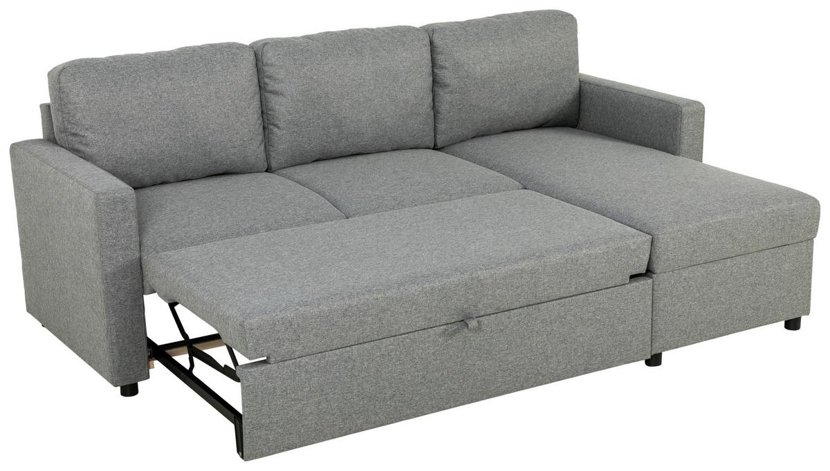 Ecksofa Rosi - Schwarz/Grau, Basics, Textil (215/145cm) - P & B