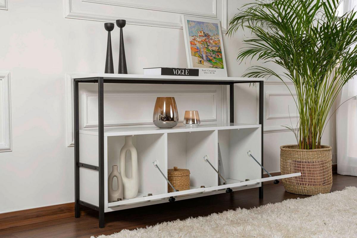 KOMMODE Schwarz/Weiß B: 120cm - Schwarz/Weiß, MODERN, Holzwerkstoff (120/77/30cm)