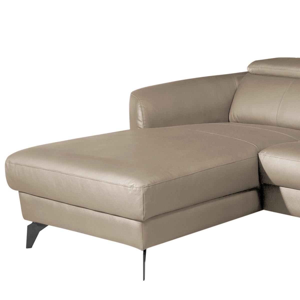 Ecksofa Berne Hellgrau S: 183x261 Cm - Hellgrau/Schwarz, Design, Leder/Textil (183/261cm) - Livetastic